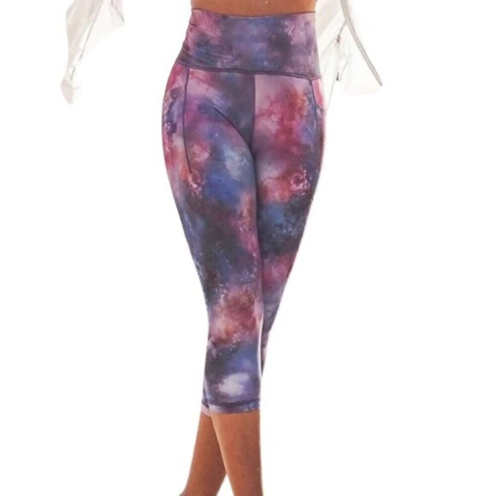 Athleta Salutation II Stash Pocket Capri Leggings Supernova Purple Blue Women XS